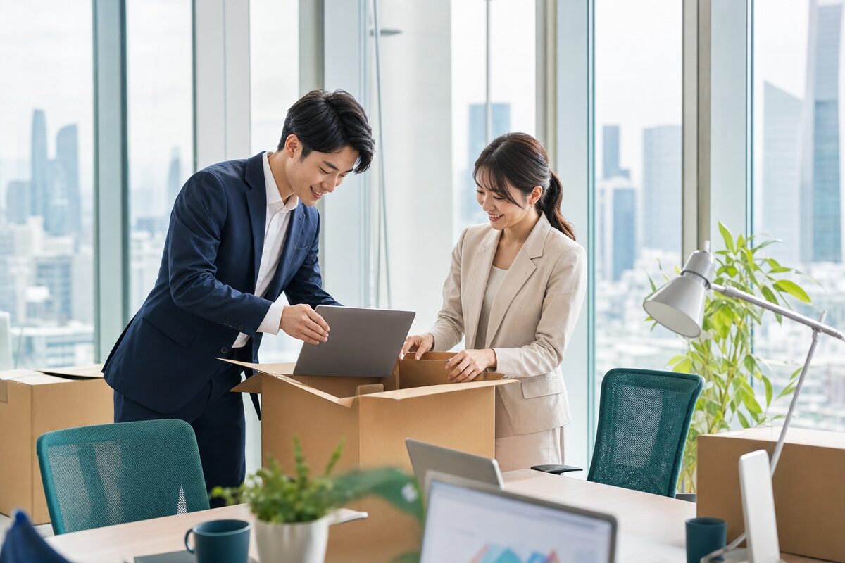 A small new office in Tokyo being set up